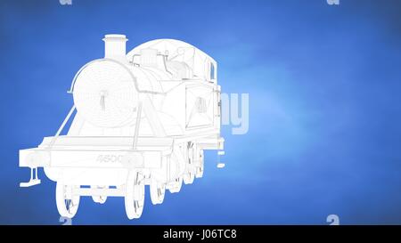 beschriebenen 3D-Rendering eines Zuges in einen blauen studio Stockfoto