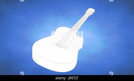 beschriebenen 3D-Rendering einer Gitarre im Inneren ein blaues studio Stockfoto