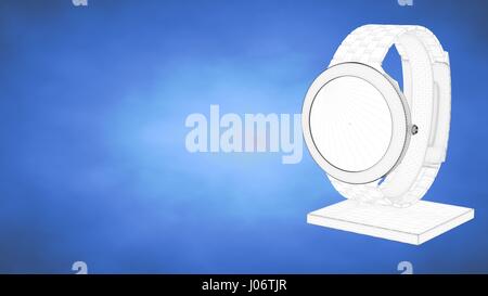 beschriebenen 3D-Rendering einer Uhr im Inneren ein blaues studio Stockfoto