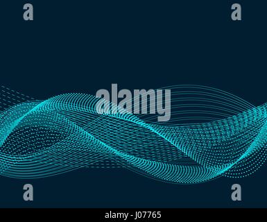 Licht-Effekte. Abstrakte diskrete Wellen der blauen Neon-Farben. Auf schwarzem Hintergrund isoliert. Abbildung Stock Vektor