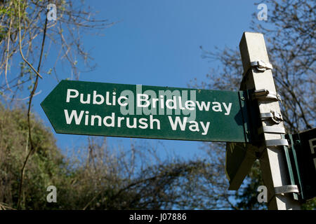 Windrush Weg Zeichen, Gloucestershire, England, UK Stockfoto