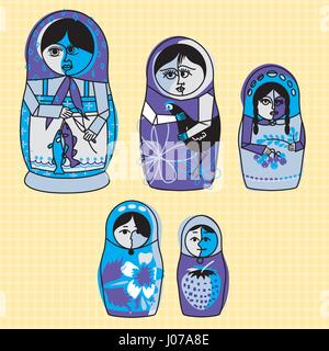 Russische Matroschka kubistischen Verschachtelung Puppe Set Stock Vektor