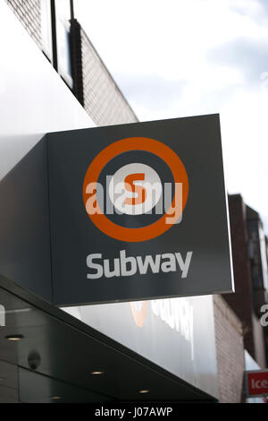 Glasgow U-Bahn und unterirdischen Zeichen und Branding Stockfoto