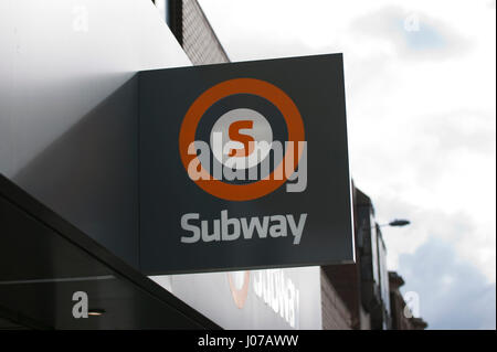 Glasgow U-Bahn und unterirdischen Zeichen und Branding Stockfoto