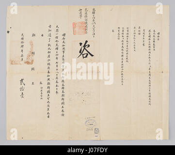 Dieser Titel bezieht sich auf ein Bildmaterial oder Dokument, das in Zeichen geschrieben wurde, die mit einer asiatischen oder östlichen Sprache assoziiert sind. Leider ist die spezifische Bedeutung oder der Gegenstand ohne weiteren Kontext nicht sofort klar. Das Skript deutet darauf hin, dass es sich um einen Titel auf Japanisch oder eine andere Sprache mit einem ähnlichen Schriftsystem handeln könnte, der Themen der Geschichte, Kultur oder sprachspezifische Kunst oder Literatur beinhalten kann. Stockfoto