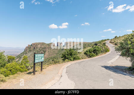 Der Weg zum Aussichtspunkt des Valley of Desolation in der Nähe von Graaff Reinet in der Provinz Ostkap in Südafrika Stockfoto