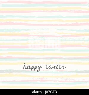 Ostern Grußkarten-Vorlage mit Hand gezeichnet, bunte Streifen und Text Frohe Ostern. Stock Vektor