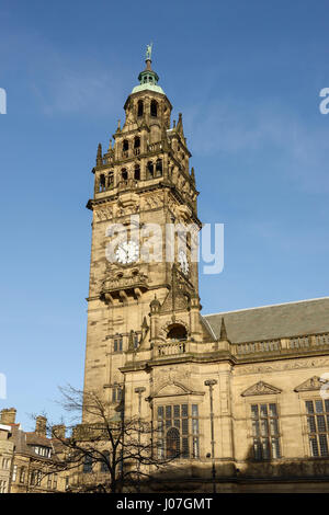 Sheffield-Rathaus-Turmuhr Stockfoto