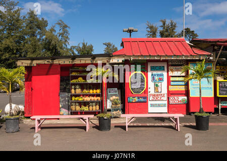 Frisches Obst stehen, Hanalei, Kauai, Hawaii, USA Stockfoto