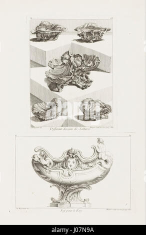 Juste-Aurèle Meissonnier - Differents Desseins de Sallieres (verschiedene Entwürfe für Salz Gerichte), TF. 63 im Oeuvre de Juste-Aurele... - Stockfoto