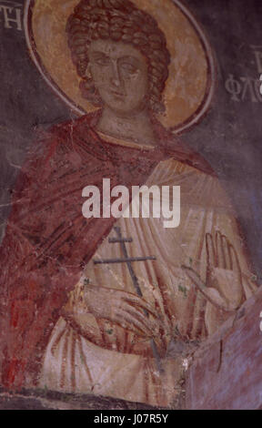 Die Fresken aus der Kirche der Darstellung der Jungfrau Maria in Kučevište stellen Szenen des Lebens der Jungfrau dar und zeichnen sich durch ihre lebhaften Farben und byzantinischen Einflüsse aus. Stockfoto