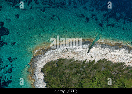 Luftaufnahme der Insel Lastovo, Adria in Kroatien Stockfoto