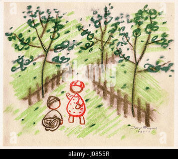 Josef Capeks *DVE jablíčka* (zwei Äpfel), gemalt zwischen 1934 und 1935, fängt die Einfachheit und Eleganz des Stilllebens ein. Die Darstellung von zwei Äpfeln vor einem schlichten Hintergrund unterstreicht Capeks Liebe zum Detail und seine Beherrschung bei der Schaffung lebendiger, ausdrucksstarker Kompositionen. Stockfoto