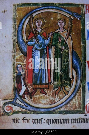 „Heiliger Georg“ von Alexander Filippowitsch Slepzov stellt den legendären heiligen zu Pferd dar, der den Drachen tötet. Diese eindrucksvolle Darstellung spiegelt den traditionellen ikonographischen Stil der russisch-orthodoxen religiösen Kunst wider. Stockfoto