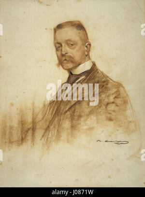 Dieses Stück von Ramon Casas mit dem Titel „Emile Bertaux“ ist Teil einer Sammlung im Museu Nacional d’Art de Catalunya (MNAC). Casas war bekannt für seine Porträts und seine Darstellung des modernen Lebens in Barcelona. Das Gemälde fängt Bertaux mit Casas’ charakteristischem losen Pinselstrich ein und fokussiert auf Persönlichkeit. Stockfoto
