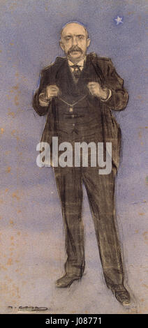 Ramon Casas ist ein Gemälde des spanischen Künstlers Ramon Casas (1866–1932), das ein Porträt von Dionís Puig darstellt. Das Kunstwerk ist Teil der Sammlung des Museu Nacional d'Art de Catalunya (MNAC) und zeigt die Meisterschaft des Künstlers in der Porträtkunst. Stockfoto