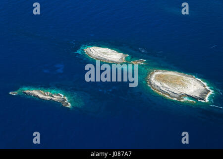 Luftaufnahme der Inseln in der Nähe der Insel Lastovo, Kroatien Stockfoto
