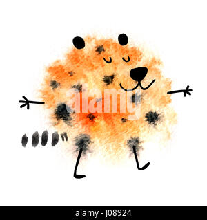 Leopard mit abstrakten Aquarell gemacht blot isolierten auf weißen Hintergrund. Hand gezeichnet Aquarell Leopard für Ihre Kreativität. Stockfoto