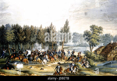 "Afaire Tannenmühle" bezieht sich auf ein Ereignis oder eine Szene im Zusammenhang mit der Tannenmühle, möglicherweise ein historischer oder kultureller Bezug einer Mühle. Weitere Einzelheiten sind aufgrund der Fragmentierung des Titels unklar. Stockfoto