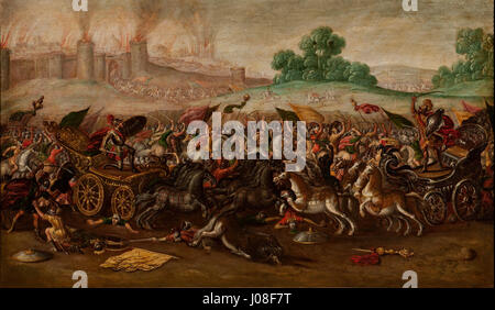 Kreis von Juan De La Corte - die Verbrennung von Jerusalem von NebuchadnezzarE28099s Armee- Stockfoto