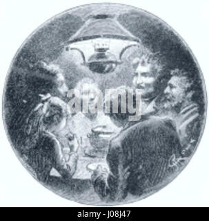 George Roux’ Illustration für Jules Vernes „César Cascabel“ zeigt die Kühnheit und den abenteuerlichen Geist der Charaktere. Der detailreiche, lebendige Stil von Roux erweckt die aufregenden Szenen des Romans zum Leben. Stockfoto