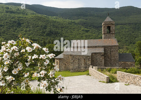 Spanien, Pyrenäen, Katalonien, Val de Boi, Barruera, Kirche Sant Feliu Stockfoto