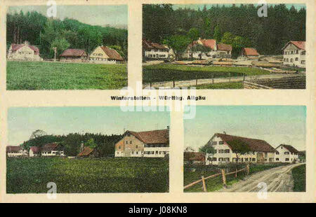 FELLE Winterstetten zeigt einen malerischen Blick auf das Allgäu und zeigt die natürliche Schönheit und Landschaft der Region. Stockfoto