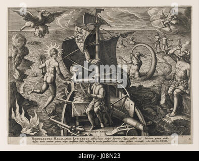 Jan van der Straet, genannt Stradanus - Ferdinandes Magalanes Lusitanus, Platte 4 von Americae Retectio- Stockfoto