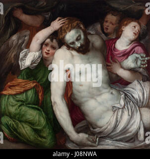 Lambert Sustris - Pietà und Engel- Stockfoto