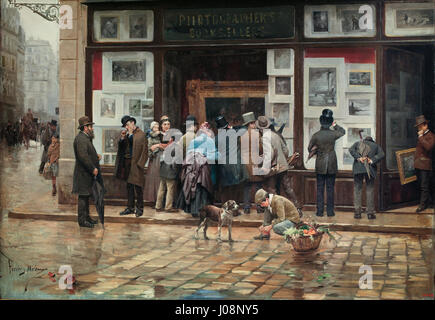 Joan Ferrer Miró Arbeit „öffentliche Ausstellung eines Bildes“ erforscht das Konzept der öffentlichen Präsentation von Kunst und spiegelt sein Interesse an der Interaktion zwischen Kunst und Publikum wider. Das Stück beschäftigt sich mit der Dynamik der visuellen Kultur. Stockfoto