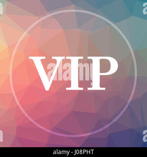 VIP-Symbol. Schaltfläche "VIP Website" auf low-Poly-Hintergrund. Stockfoto