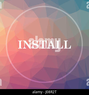 Symbol zu installieren. Installieren Sie Schaltfläche "Webseite" auf low-Poly-Hintergrund. Stockfoto