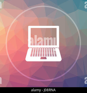 Laptop-Symbol. Schaltfläche "Laptop Webseite" auf low-Poly-Hintergrund. Stockfoto