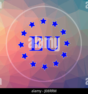 Europäische Union-Symbol. Europäischen Union Website Button auf low-Poly-Hintergrund. Stockfoto