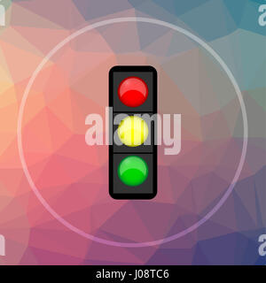 Ampel-Symbol. Schaltfläche "Ampel Webseite" auf low-Poly-Hintergrund. Stockfoto