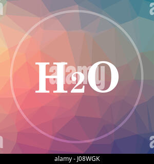 H2O-Symbol. Schaltfläche "H2O Website" auf low-Poly-Hintergrund. Stockfoto