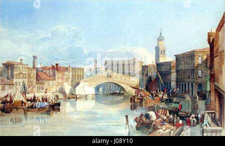 Die Rialto-Brücke in Venedig von William James Müller Stockfoto