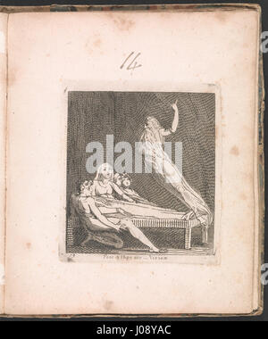 Dieser Teller aus William Blakes für Kinder. Die Serie „Gates of Paradise“ veranschaulicht seine einzigartige Vision von Angst und Hoffnung und bietet symbolische Darstellung durch aufwändige Gravuren. Stockfoto