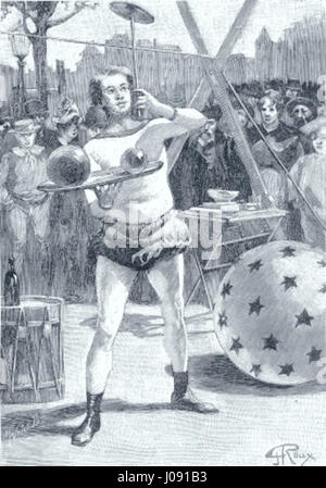 „César Cascabel“ von George Roux ist eine Illustration aus dem Roman, die den abenteuerlichen Geist und die lebendigen Szenen der Geschichte einfängt und die zentrale Figur César Cascabel zeigt. Stockfoto