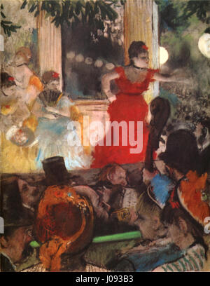 Edgar Degas „Café Concert“ (1876-77) fängt eine lebendige Pariser Gesellschaftsszene ein. Das Gemälde zeigt eine Performance im berühmten Pariser Café Les Ambassadeurs, die Degas Fokus auf das moderne Leben und die soziale Dynamik zeigt. Stockfoto