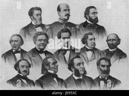 „Le Gouvernement de la défense nationale“ bezieht sich auf die provisorische Regierung Frankreichs während des Deutsch-Französischen Krieges (1870–1871), die gebildet wurde, um der deutschen Belagerung von Paris zu widerstehen. Stockfoto