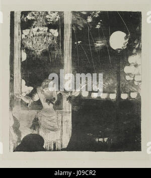 „Mlle. Bécat im Café des Ambassadeurs ist ein Gemälde von Edgar Degas, das eine Frau in einem Pariser Café darstellt. Das Kunstwerk spiegelt Degas Fokus auf das moderne Leben und seine Meisterschaft in der Aufnahme intimer Momente wider. Stockfoto