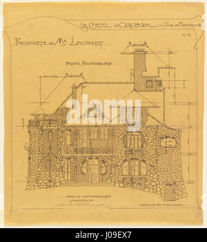 Hector Guimard - hintere Fassade, Castel d'Orgeval, Parc Beauséjour, in der Nähe von Paris - Höhe- Stockfoto
