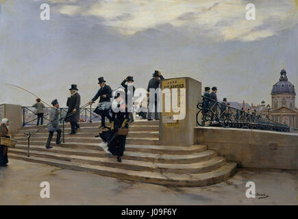 Jean Béraud A windiger Tag auf der Pont des Arts Stockfoto