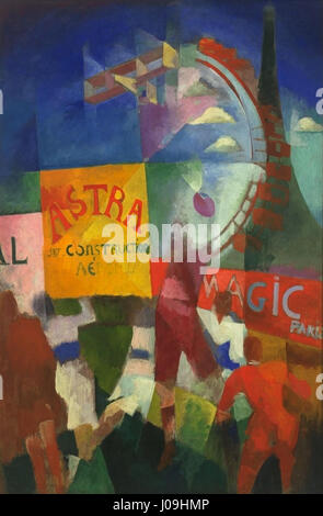 Ein Gemälde des französischen Künstlers Robert Delaunay aus dem Jahr 1913, das die Mannschaft Cardiff während eines Fußballspiels in Eindhoven darstellt. Das Kunstwerk fängt die dynamische Bewegung und Energie des Sports ein, die für Delaunays Orphismus-Stil charakteristisch sind. Stockfoto