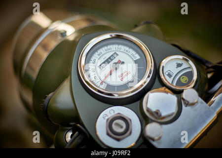 Informationen über Royal Enfield Motorrad Stockfoto