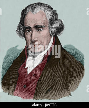 James Watt (1736-1819). Schottischer Erfinder, Maschinenbau-Ingenieur. Kupferstich, 1883. Gravur, Nuestro Siglo, 1883. Stockfoto
