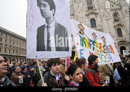 Mailand (Italien), Tag der Erinnerung und Gedenken an die Opfer der Mafia, gefördert durch die Libera, Verband gegen die Mafia Engagement Stockfoto