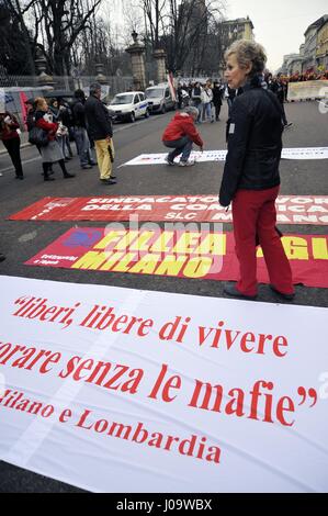 Mailand (Italien), Tag der Erinnerung und Gedenken an die Opfer der Mafia, gefördert durch die Libera, Verband gegen die Mafia Engagement Stockfoto