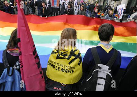 Mailand (Italien), Tag der Erinnerung und Gedenken an die Opfer der Mafia, gefördert durch die Libera, Verband gegen die Mafia Engagement Stockfoto